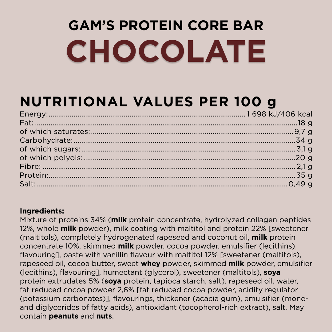 Gam’s Protein Bar Chocolate 50g | Gam's Protein UK Gam’s Protein Bar Chocolate 50g