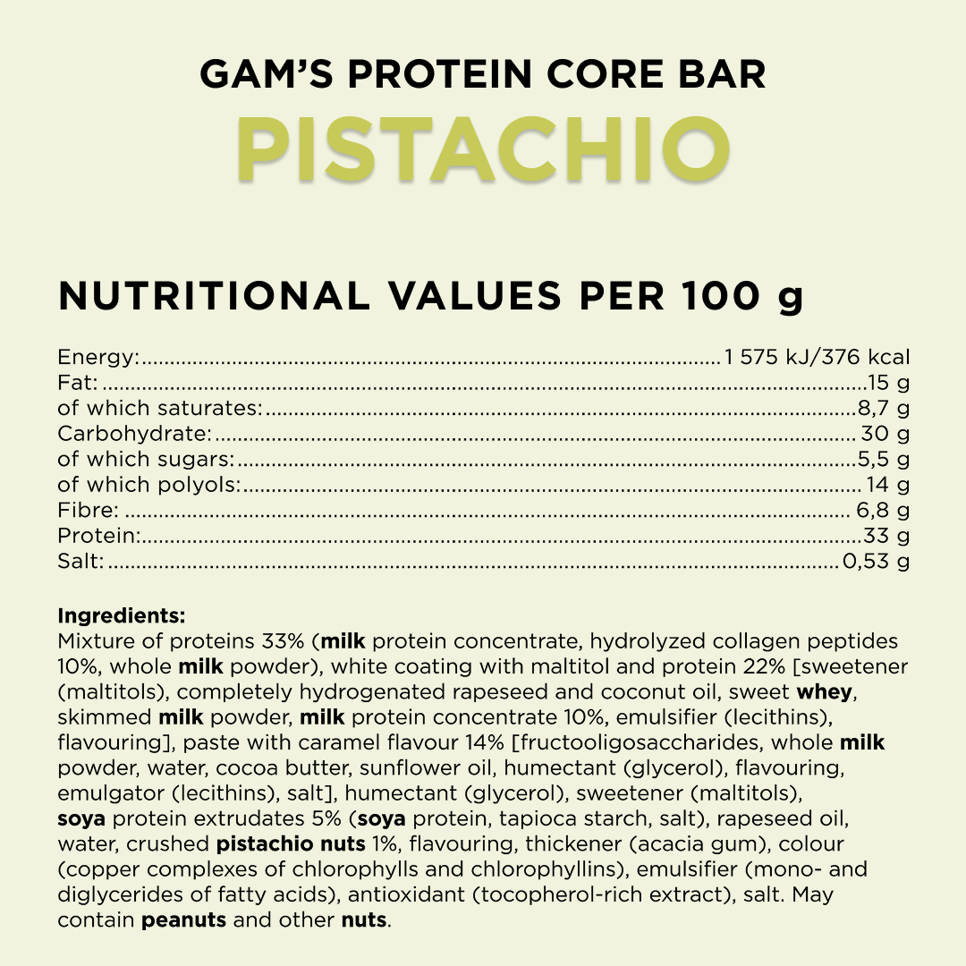 Gam’s Protein Bar Pistachio 50g | Gam's Protein UK Gam’s Protein Bar Pistachio 50g