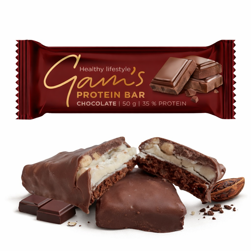 Gam's Protein Bar Chocolate 50g | Gam's Protein UK Gam's Protein Bar Chocolate 50g